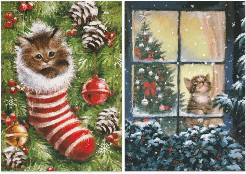KATT 2 st JULKORT jul kort katter julgran.. (327374611) ᐈ Köp på