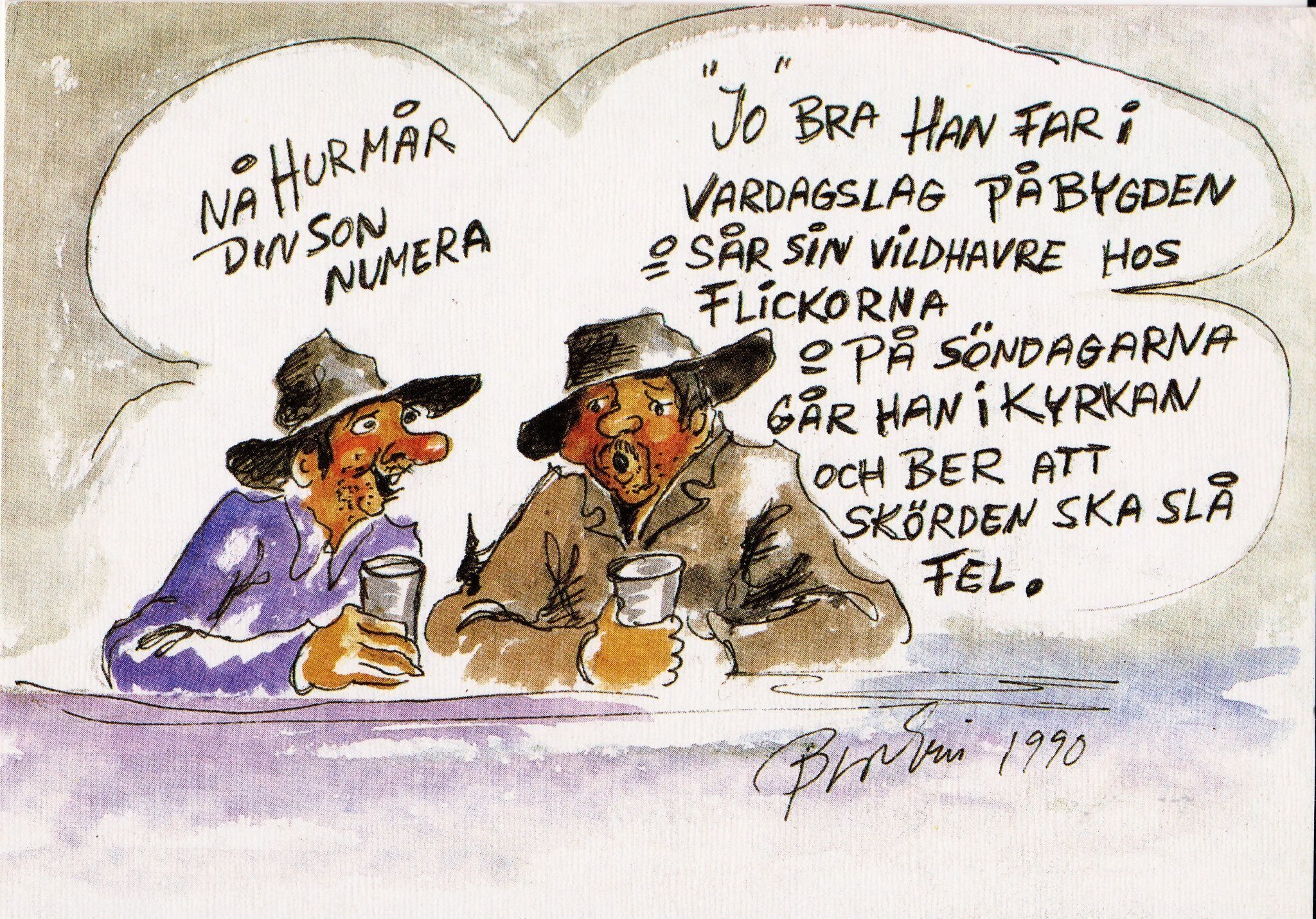 Vykort Nr 17 Bror Erik värsta ! (Bygdemålaren från Bjuråker, Hälsingland)