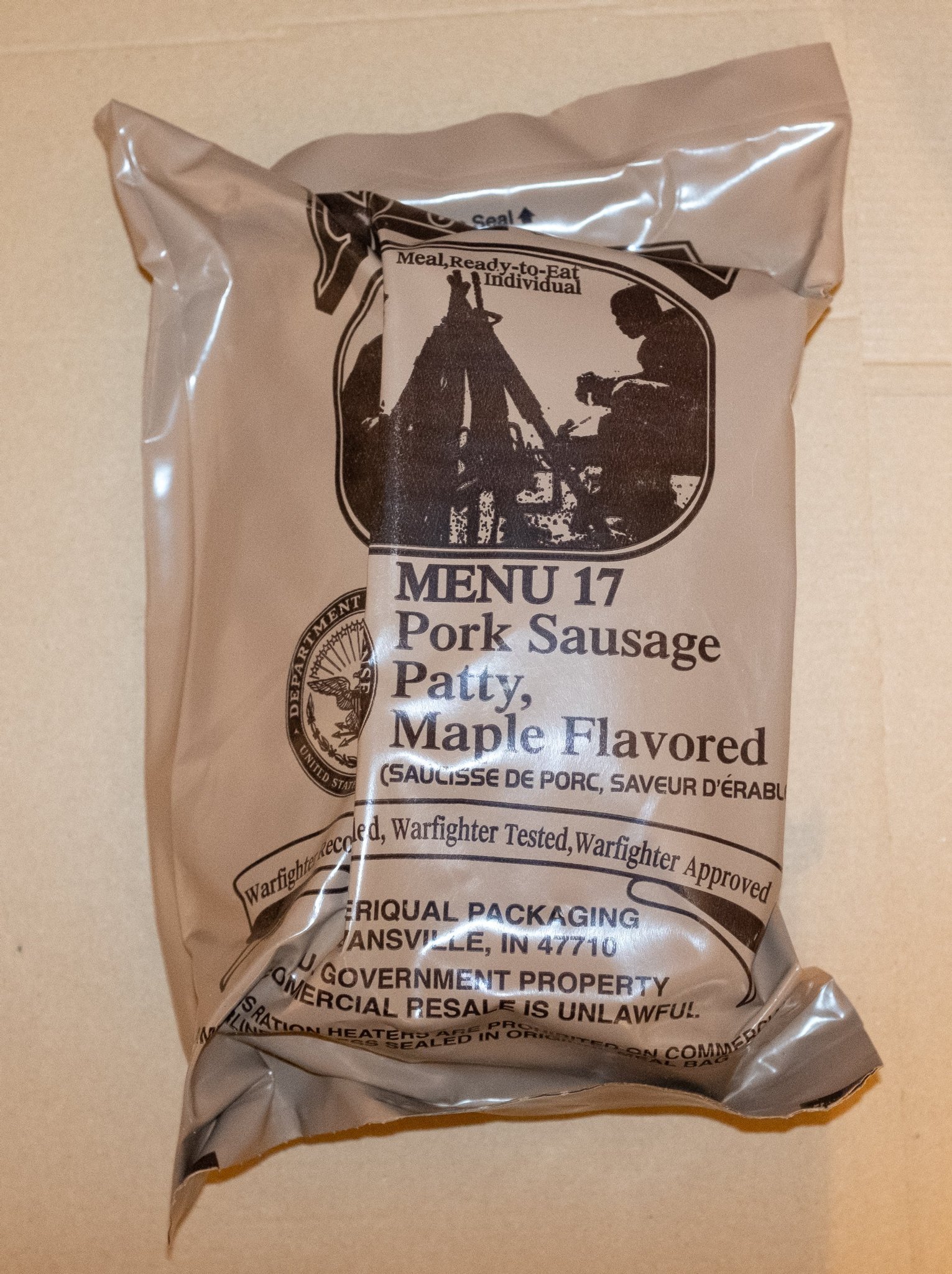 U.S MRE Menu 17 Maple Pork Sausage Patty Fry.. Köp på Tradera