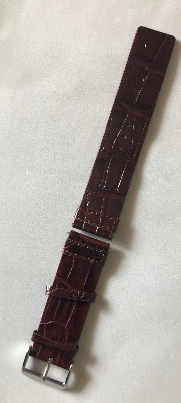 Justerbar Äkta Läder Nytt länk totallängd 19 cm bredd bandstift 24 mm HERR