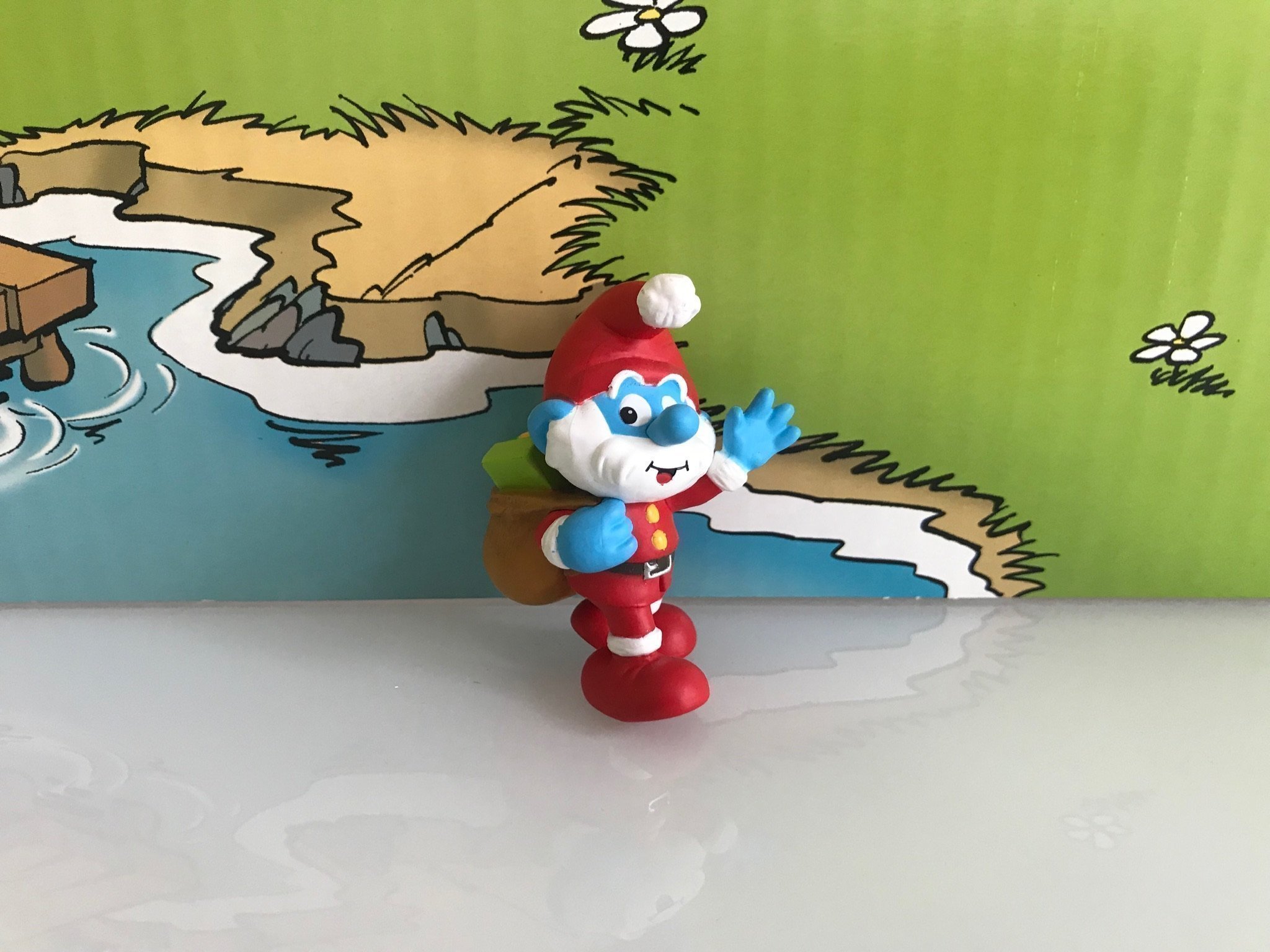 Gammelsmurf som JULTOMTE till julgranen (BELGIUM PEYO 2013) - MKT SÄLLSYNT & NY!