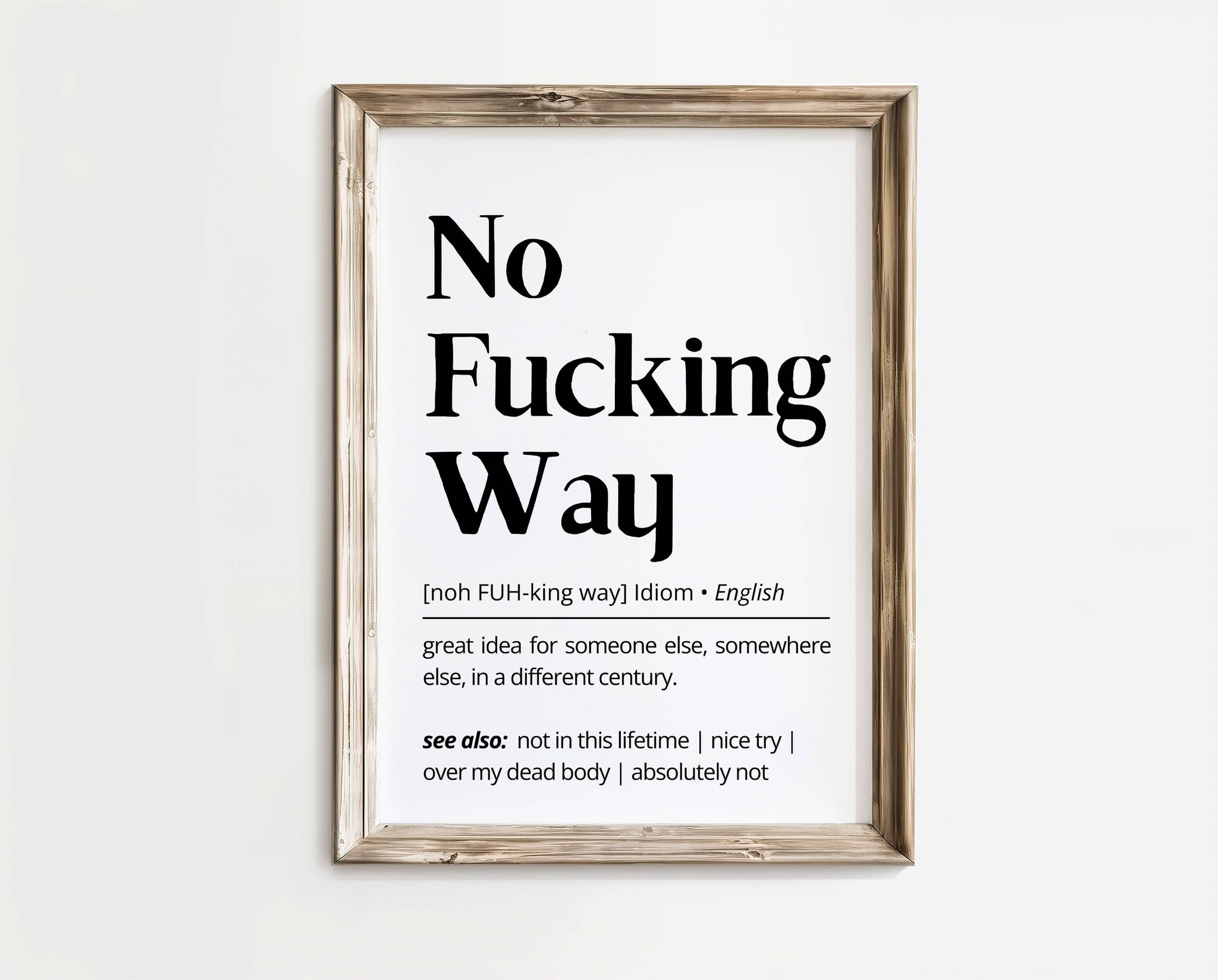 No Fucking Way – Definitionsposter | A4 | Rolig present | SkattkammarenSE