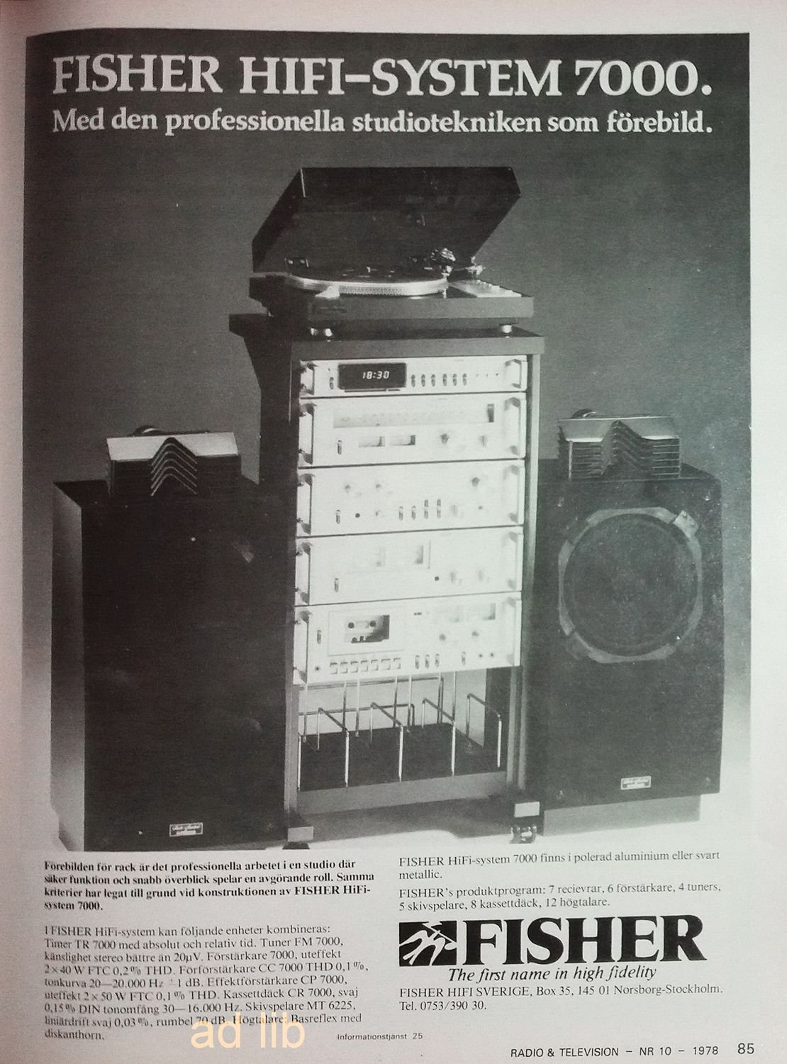 FISHER HIFI SYSTEM 7000, HIFI REKLAM TIDNINGS.. Köp på Tradera