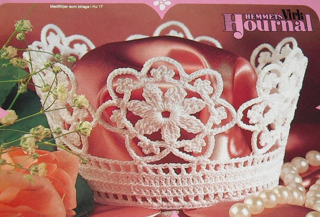 Virkmönster Virka Vacker Brudkrona med blomma