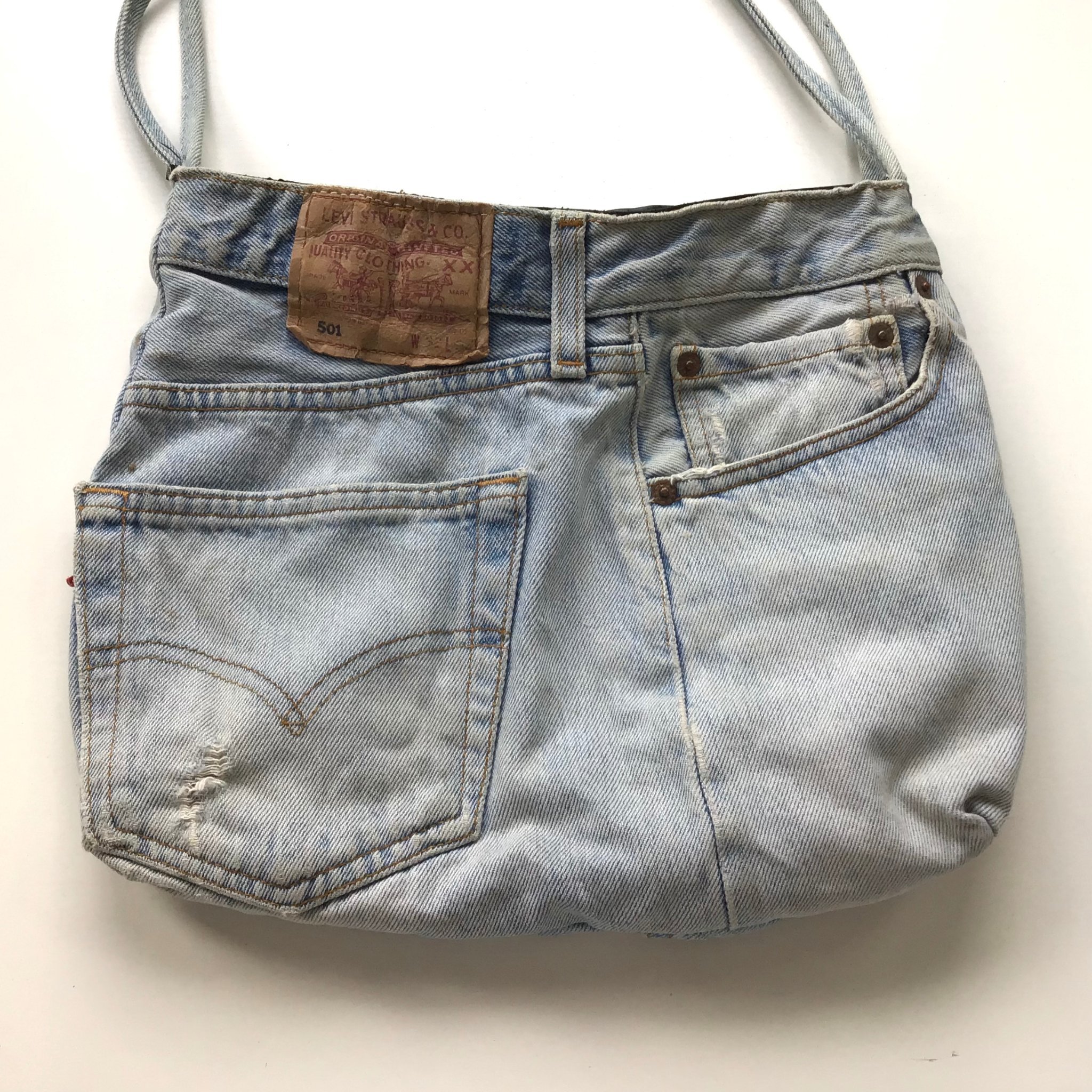 Väska av jeanstyg, återbruk, Sydd av Levis jeans, ficka, ljusblå, blå, handväska Väska av jeanstyg, återbruk, Sydd av Levis jeans, ficka, ljusblå, blå, handväska