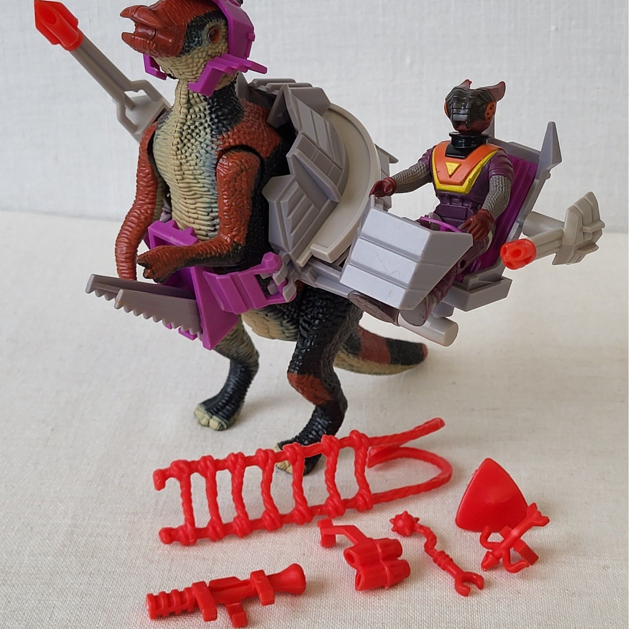 TYCO 1989 Dino Riders Saurolophus W/Accessories Complete 海外 即決-