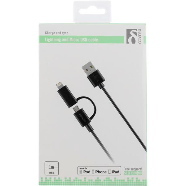Deltaco Billaddare med lightning kabel för iPhone & IPad Svart Deltaco Billaddare med lightning kabel för iPhone & IPad Svart