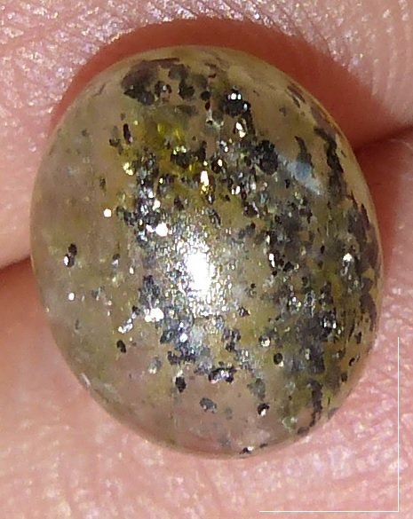 Svart Solsten cabochon ädelsten slipad sten chakra healing gul by