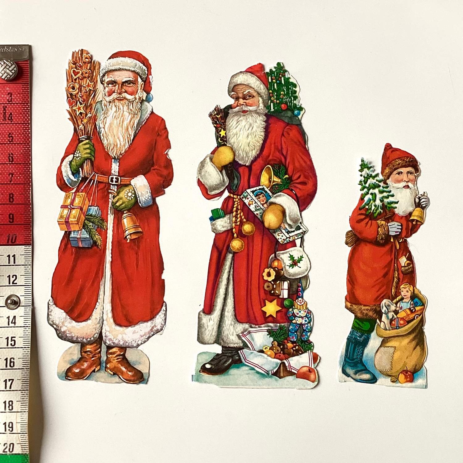Vintage 3 st Fina Tomtar julmärken Julmotiv Bokmärken Jul Tomte Jultomte