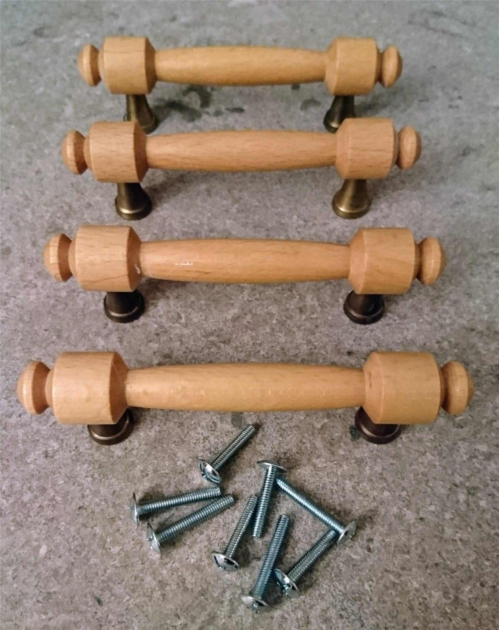 4 st skåp handtag i trä kök 70 tal retro vintage rustik lådhandtag på