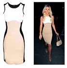 POPULÄRA ILLUSSION SLIM -FÖRBÄTTRAR FORMEN! DRESS KLÄNNING SVART VIT BEIGE SMALL