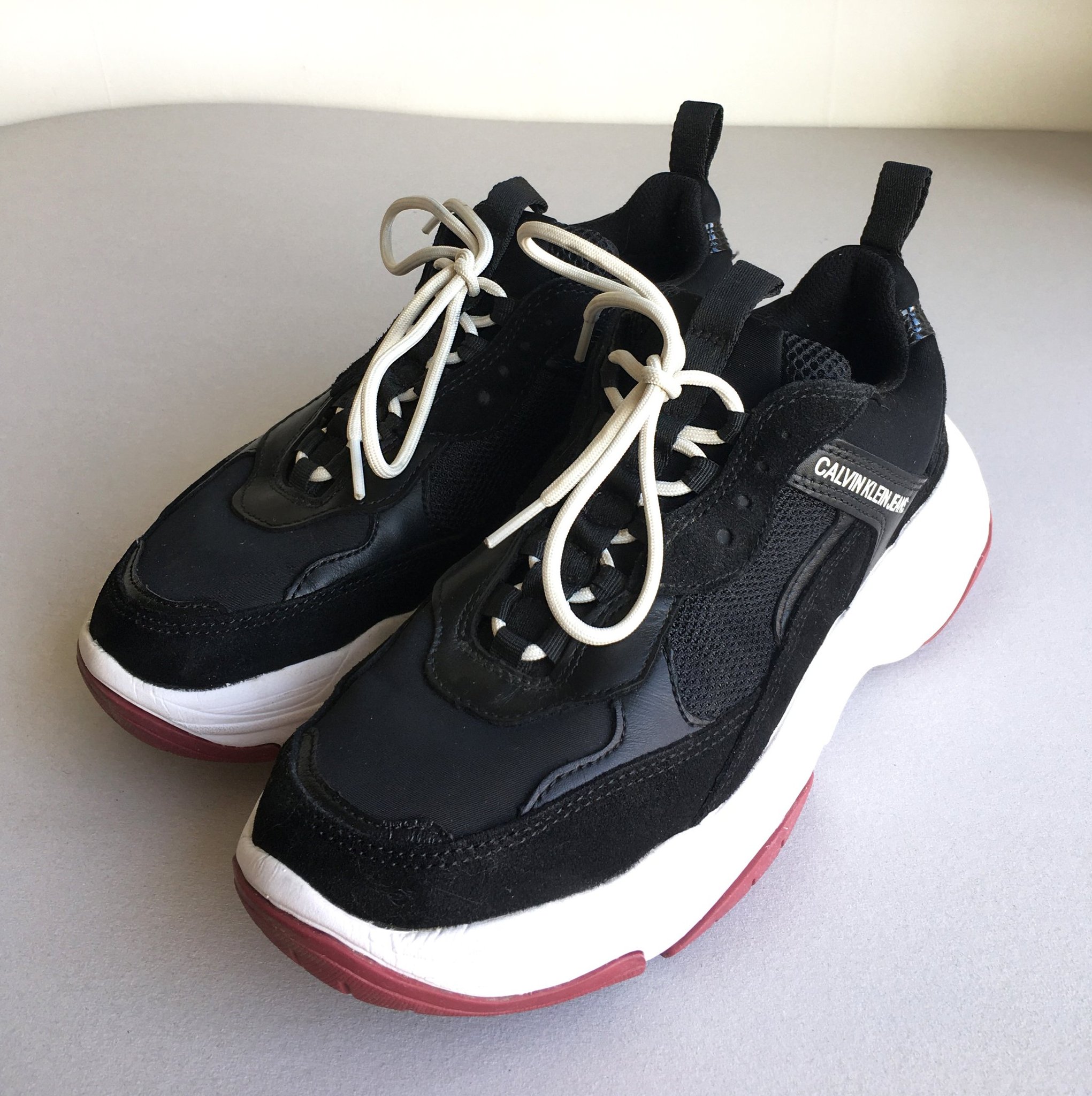 calvin klein marvin chunky trainers in black