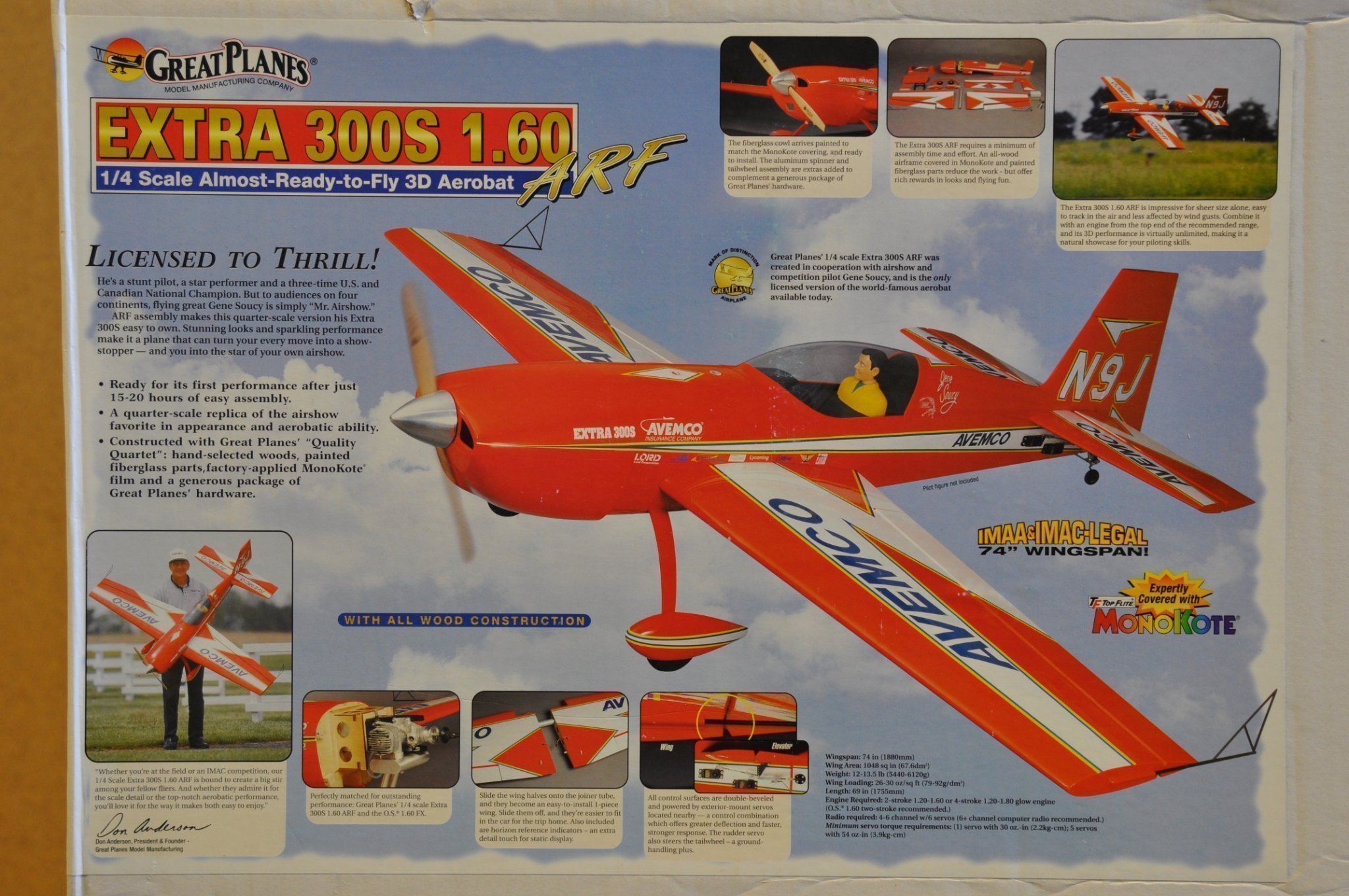 Great Planes Extra 300S 1.6. 1/4skala ARF 3D (412069797) ᐈ Köp på Tradera