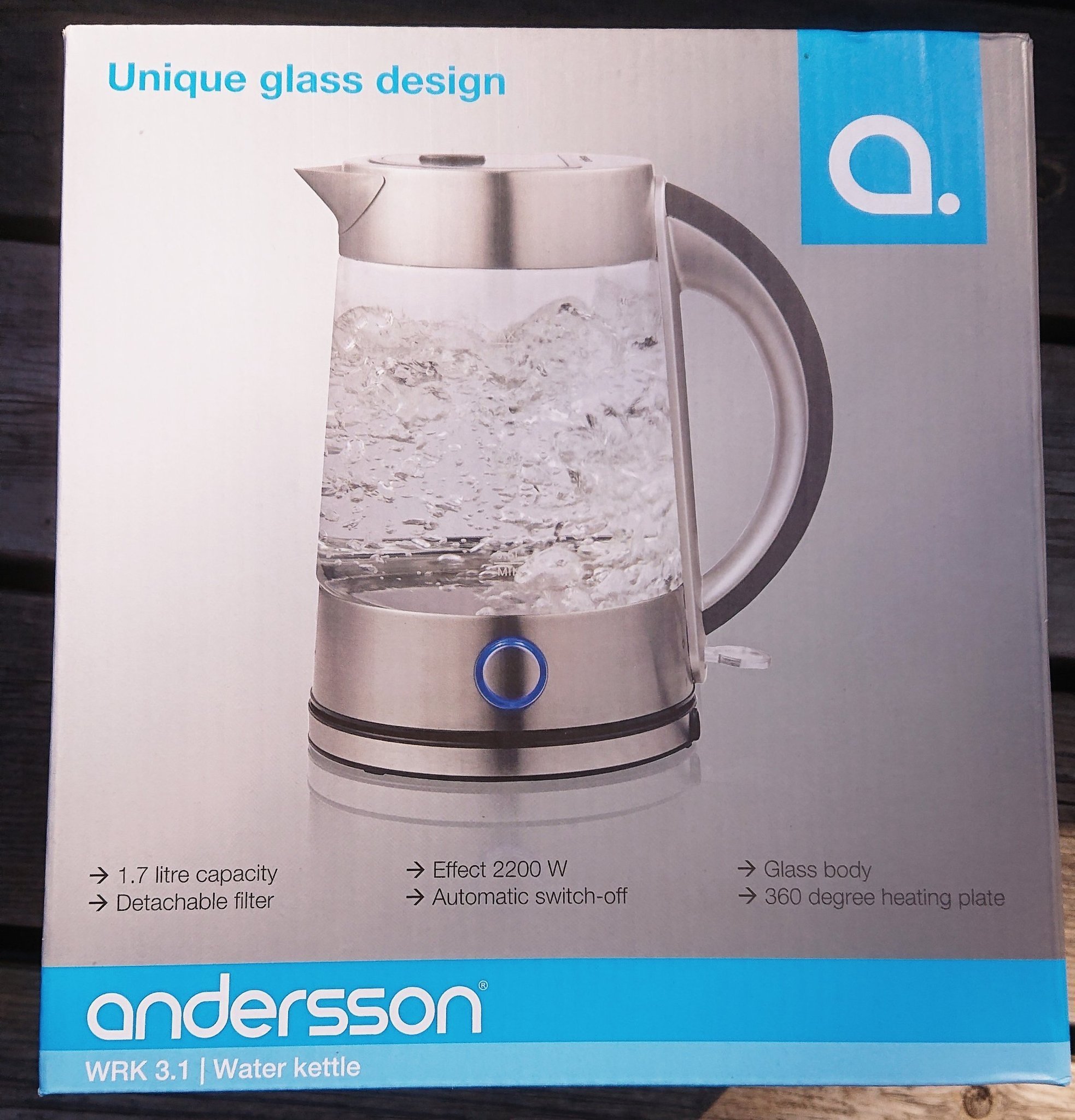 Vattenkokare glasdesign 1,7 liter 2200W Anderss.. (398533928 Vattenkokare med 2200 Watts effekt. Andersson Vattenkokare