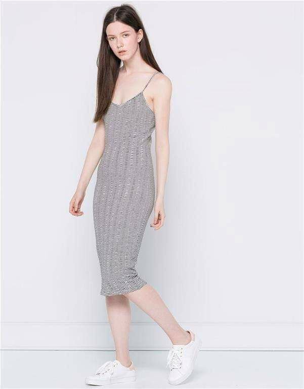 Zara Striped Bodycon Midiklänning h Midi Klänning Figursydd Trend Boho Bohem m m