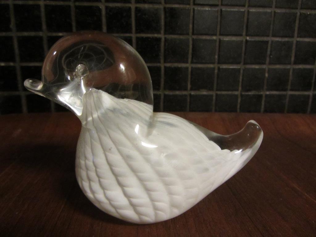 Fågel FM Ronneby Vit Glasfigurin Figurin Glas Glasbruk