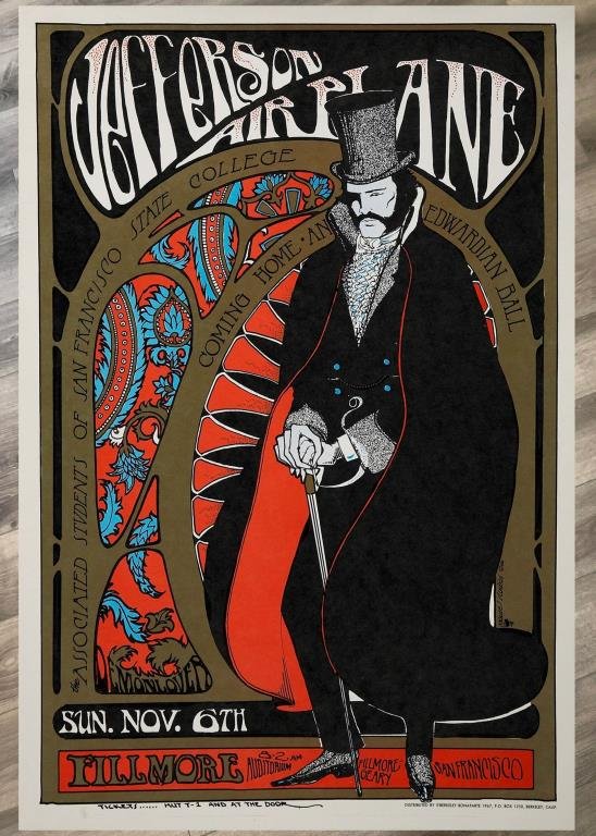 JEFFERSON AIRPLANE EDWARDIAN BALL FILLMORE 1967 PHOTO POSTER