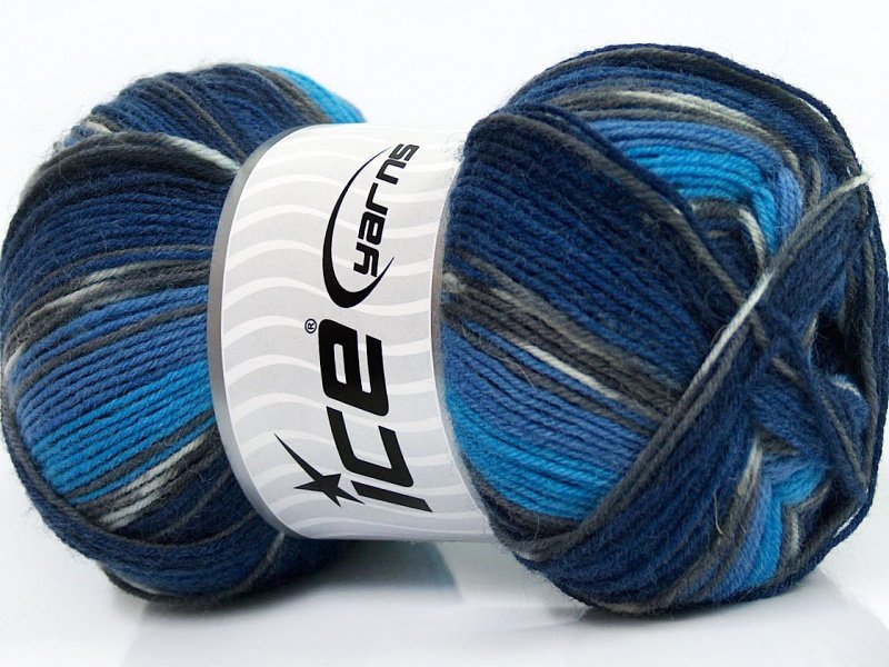 Super Sock, blå/grå, sockgarn