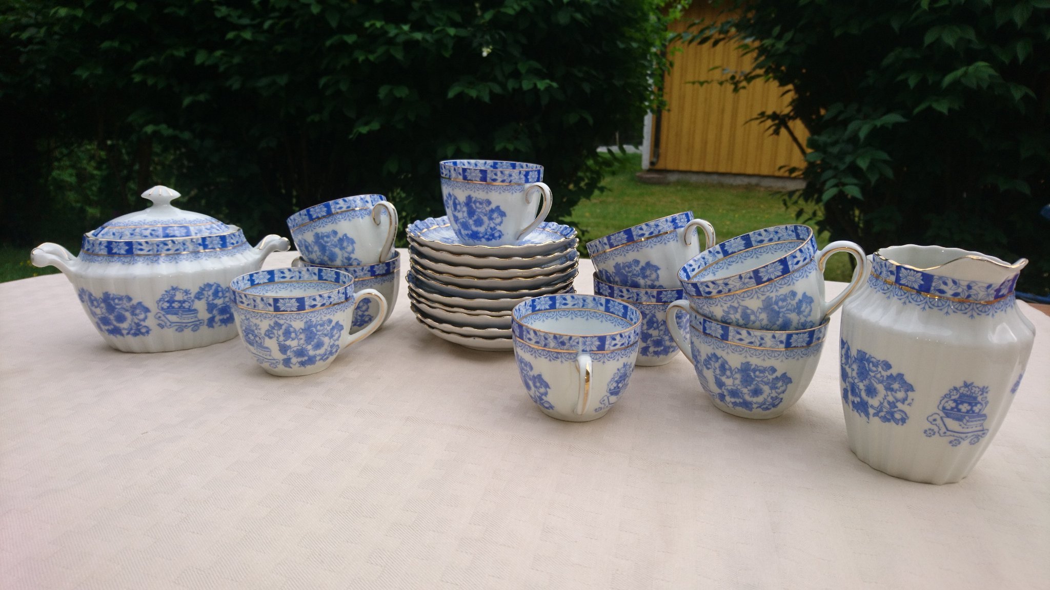 Teservis porslin"China blau", Mitterteich, Deutschland 11+1 delar -Vintage