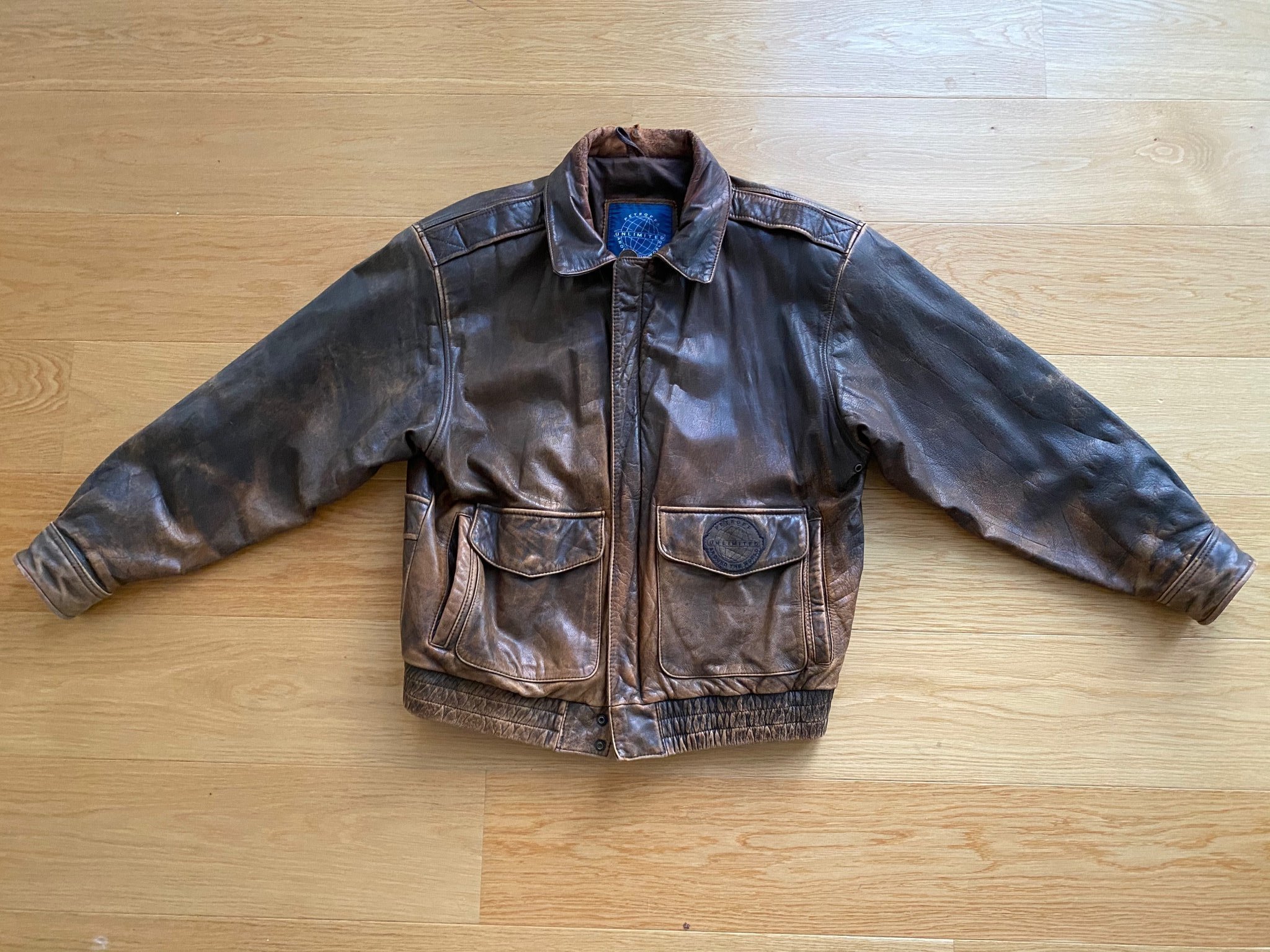 Äkta Skinnjacka Petroff brun S herr retro 90 tal Äkta Skinnjacka Petroff brun S herr retro 90 tal