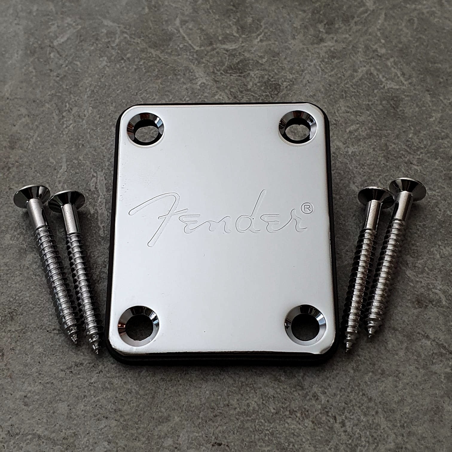 Vintage Fender logo neck plate Chrome inclu.. Köp på Tradera
