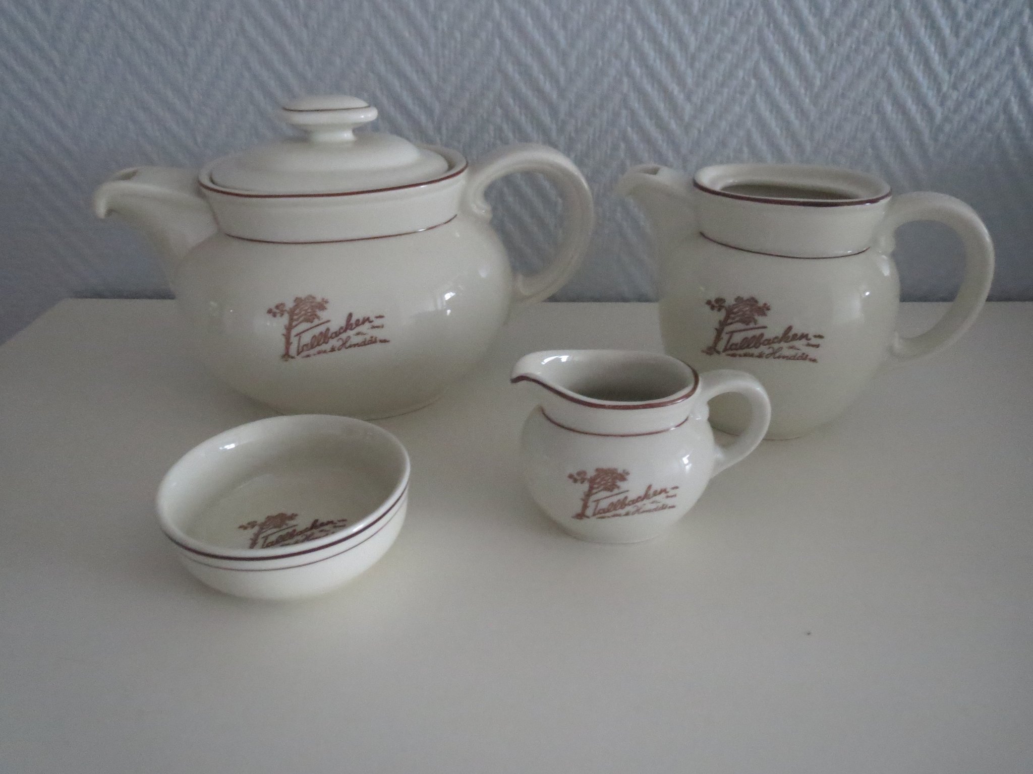 Retro Rörstrand kaffekanna med tillbehör från Hotell Tallbacken i Hindås.