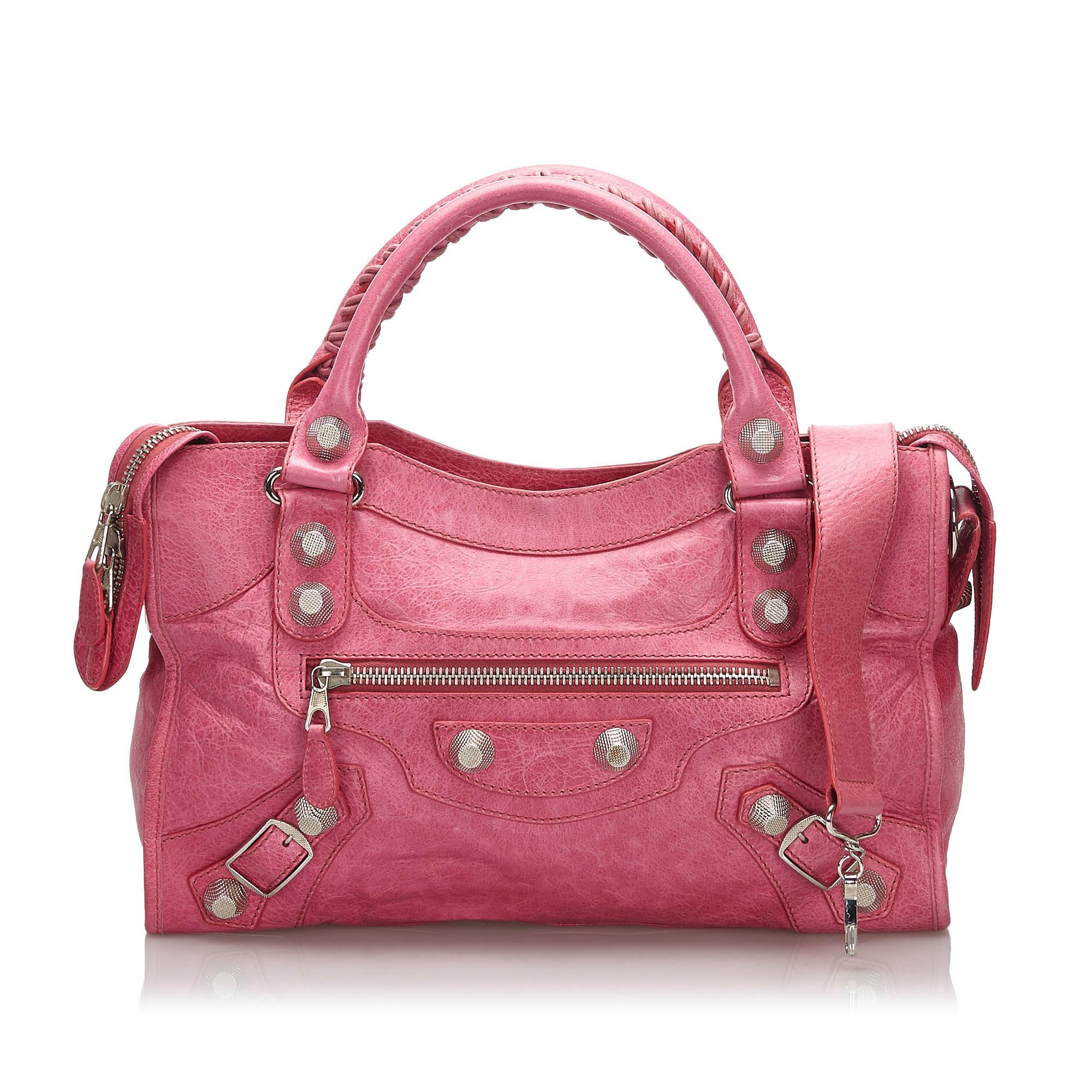 Balenciaga Pink Leather Motocross Giant City Satchel Balenciaga Pink Leather Motocross Giant City Satchel