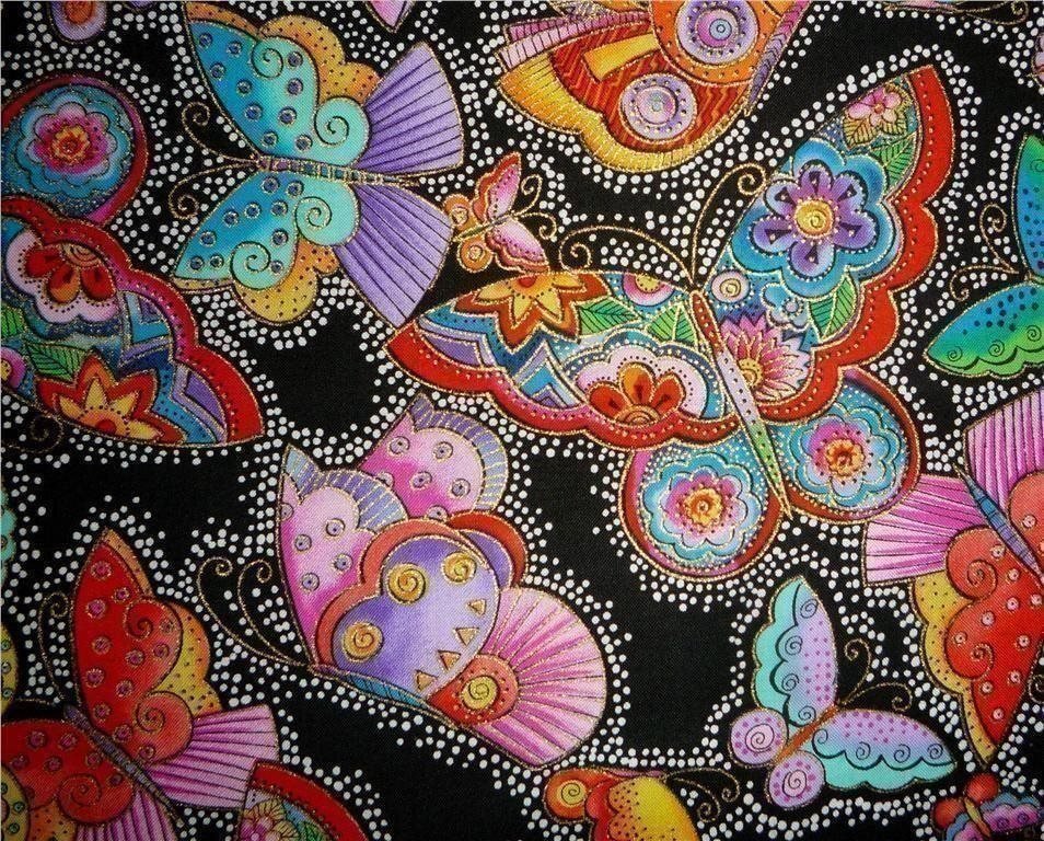 Laurel Burch: till lapptäcke, kudde, väska 100 x 110 cm