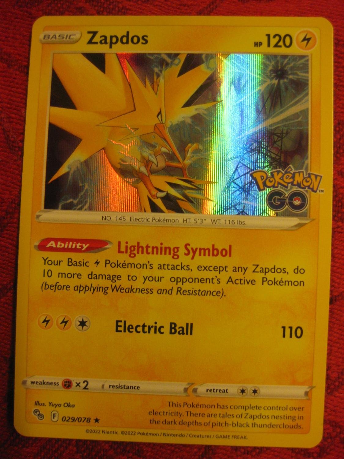 Zapdos Holo - Pokémon Go Pokémon card 029/078