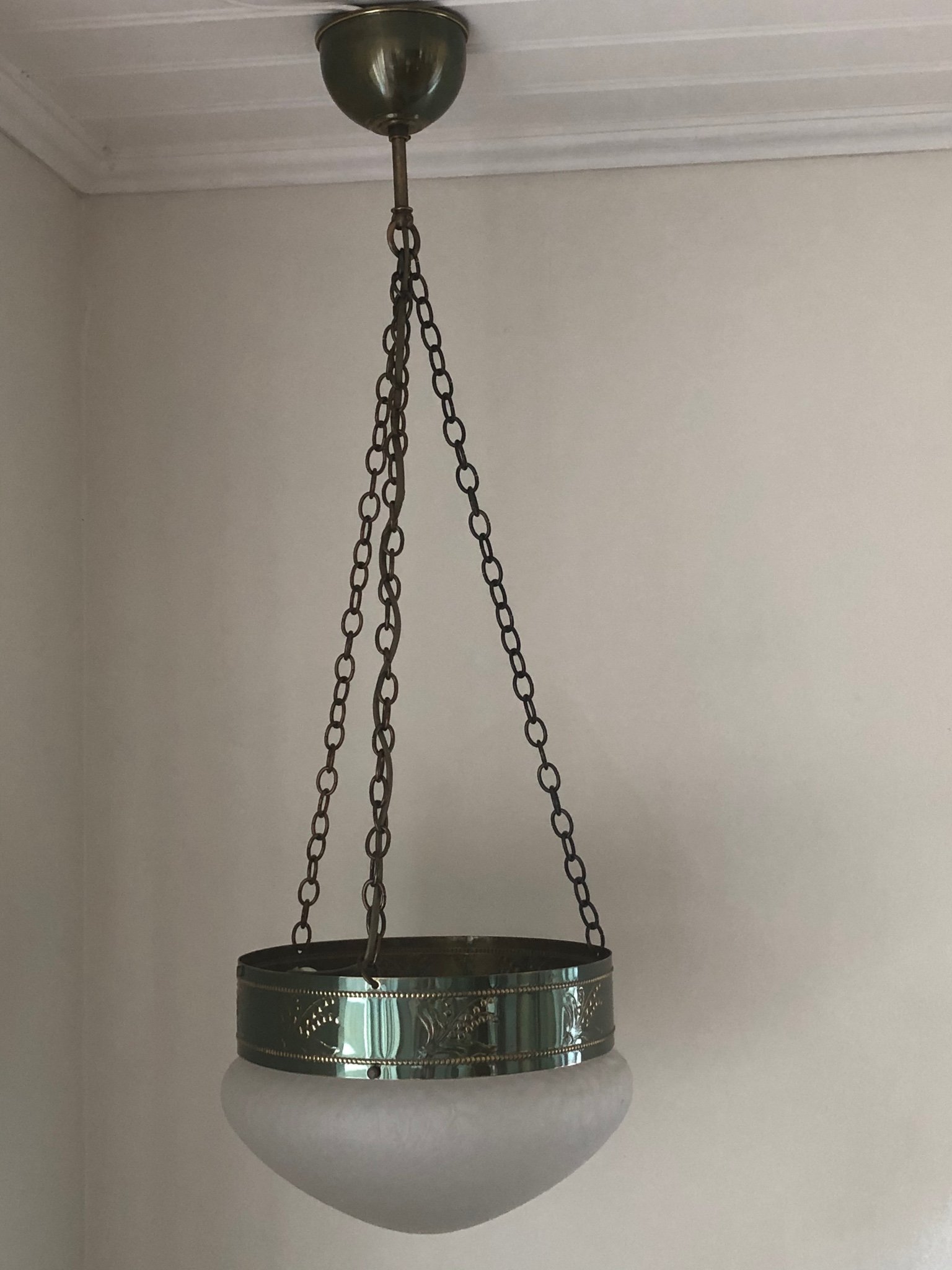 Taklampa ampel lampa glas mässing metall liljekonvalj stil med jugend art deco Taklampa ampel lampa glas mässing metall liljekonvalj stil med jugend art deco