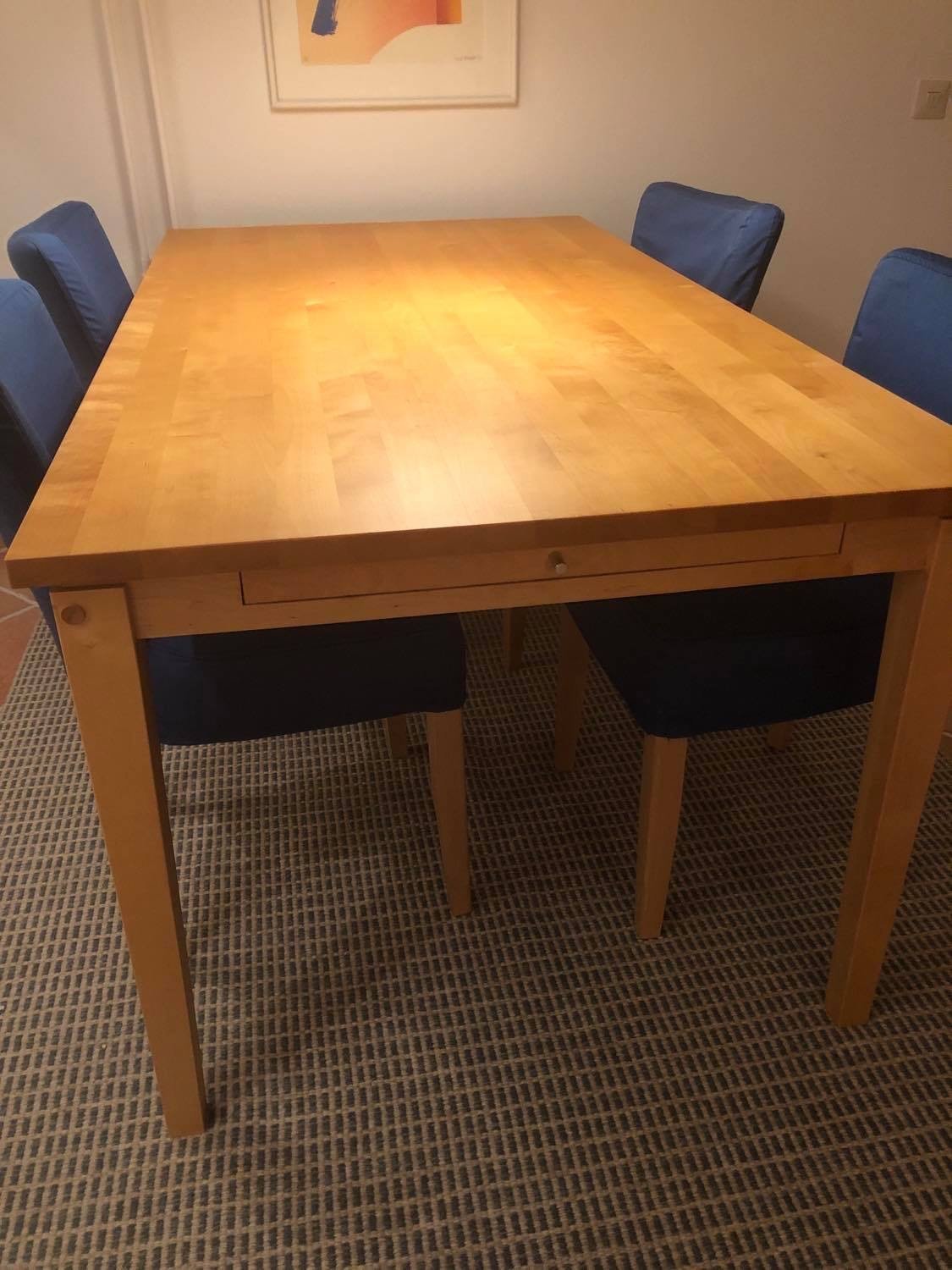 Matbord Allegro Stolab plus fyra stolar (405858812) ᐈ Köp SKRIVBORD, massiv ek, Stolab. Möbler Övrigt Auctionet