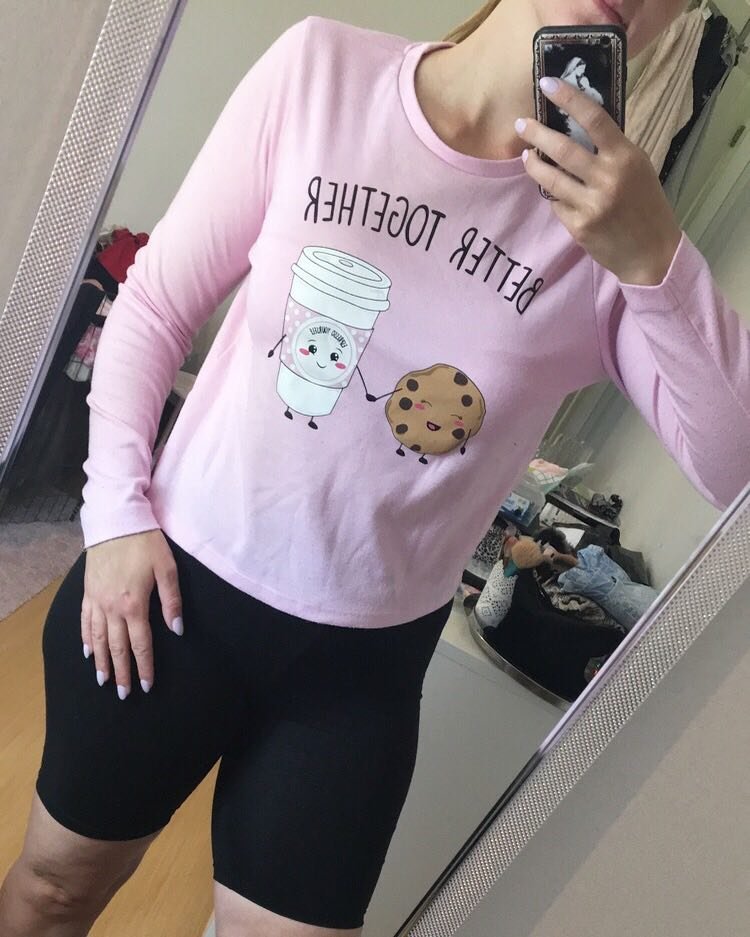 Rosa sovtröja / sweater från New Yorker, storlek M, kawaii, barn