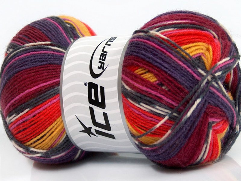 Super Sock, lila/röd/gul, sockgarn