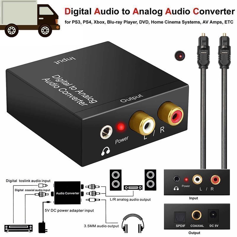 3.5mm Jack Digital till Analog ljudkonvertering RCA L/R Audio Adapter