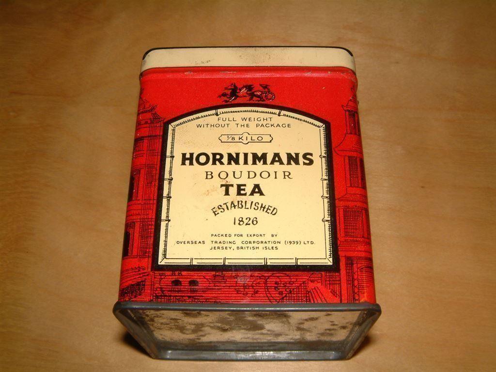 Hornimans tea + övrig té burkar retro plåtburkar på Ej