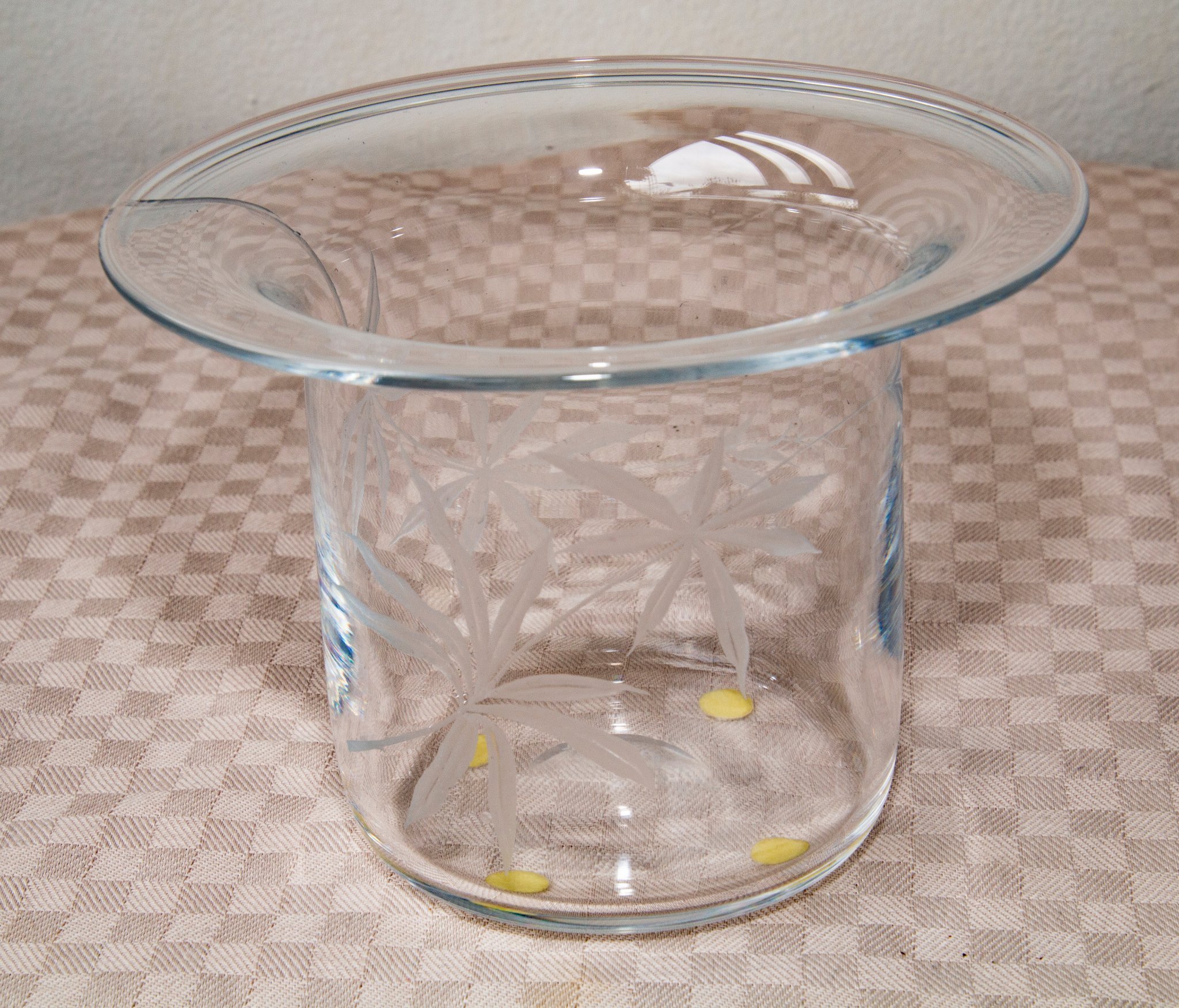 Vacker glasskål från Kosta (Boda) Sigurd Persson Ranka Rådhusvin Växt Skål Glas