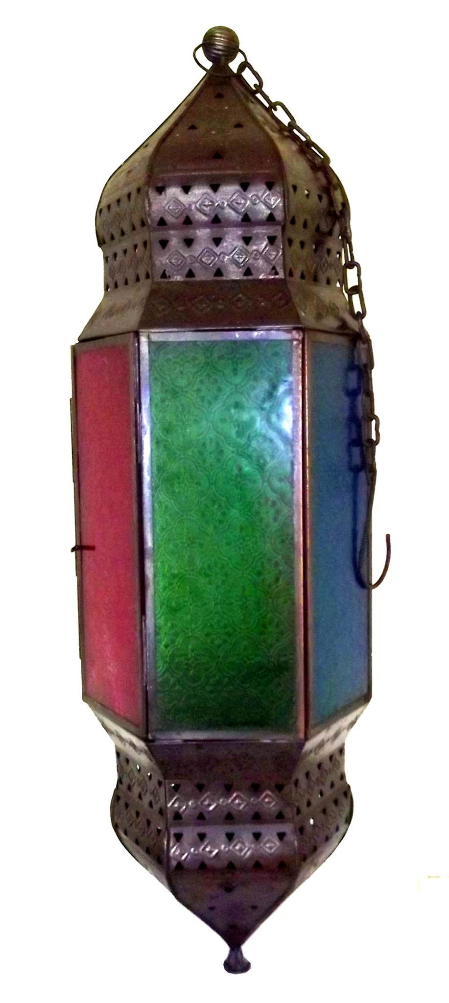 Gammal 75 cm Bedövning Mönstrat Glas Marockanska Lampa. Perfekt Skick. Gammal 75 cm Bedövning Mönstrat Glas Marockanska Lampa. Perfekt Skick.