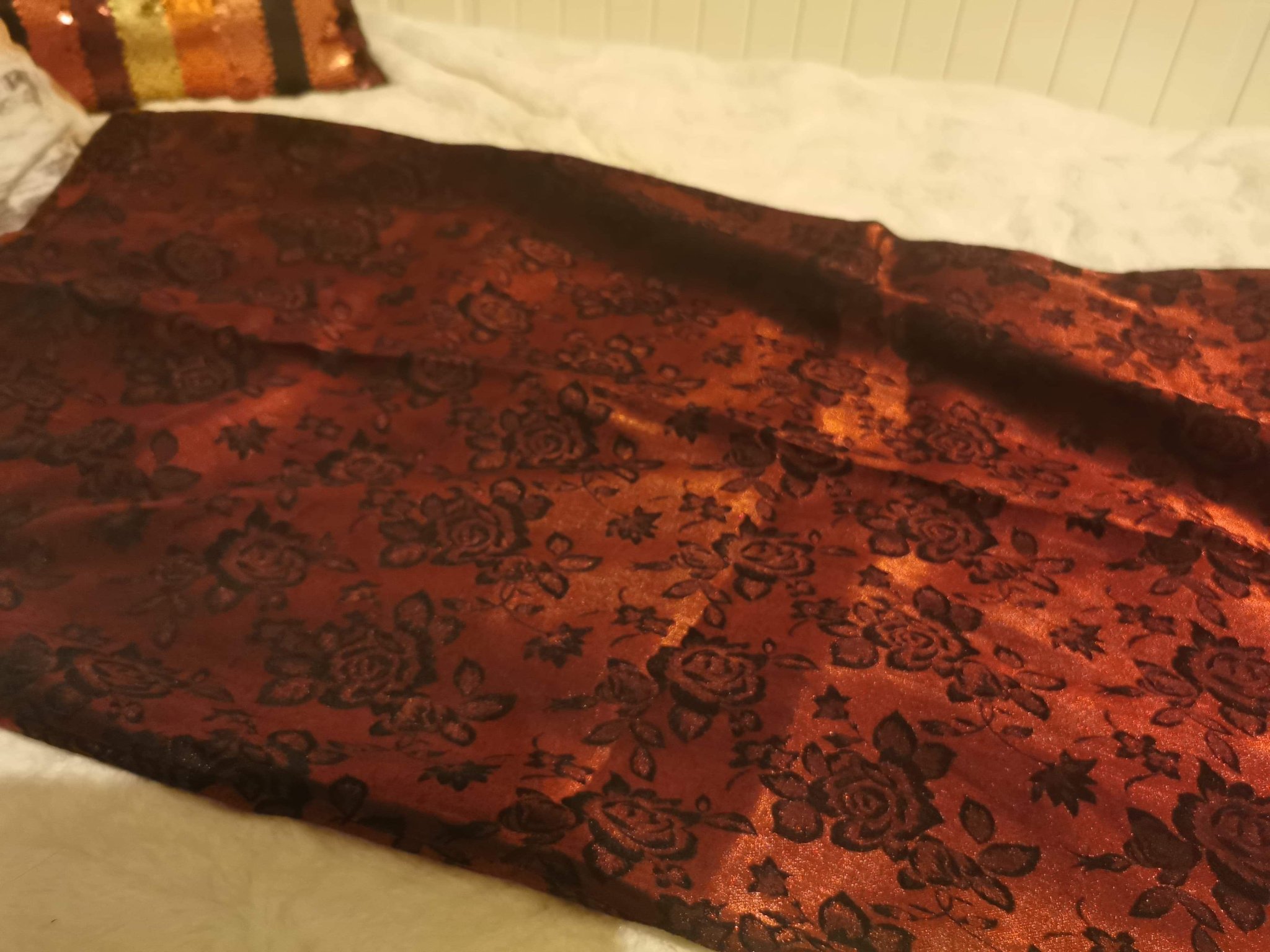 Kjol skirt brokad vinröd