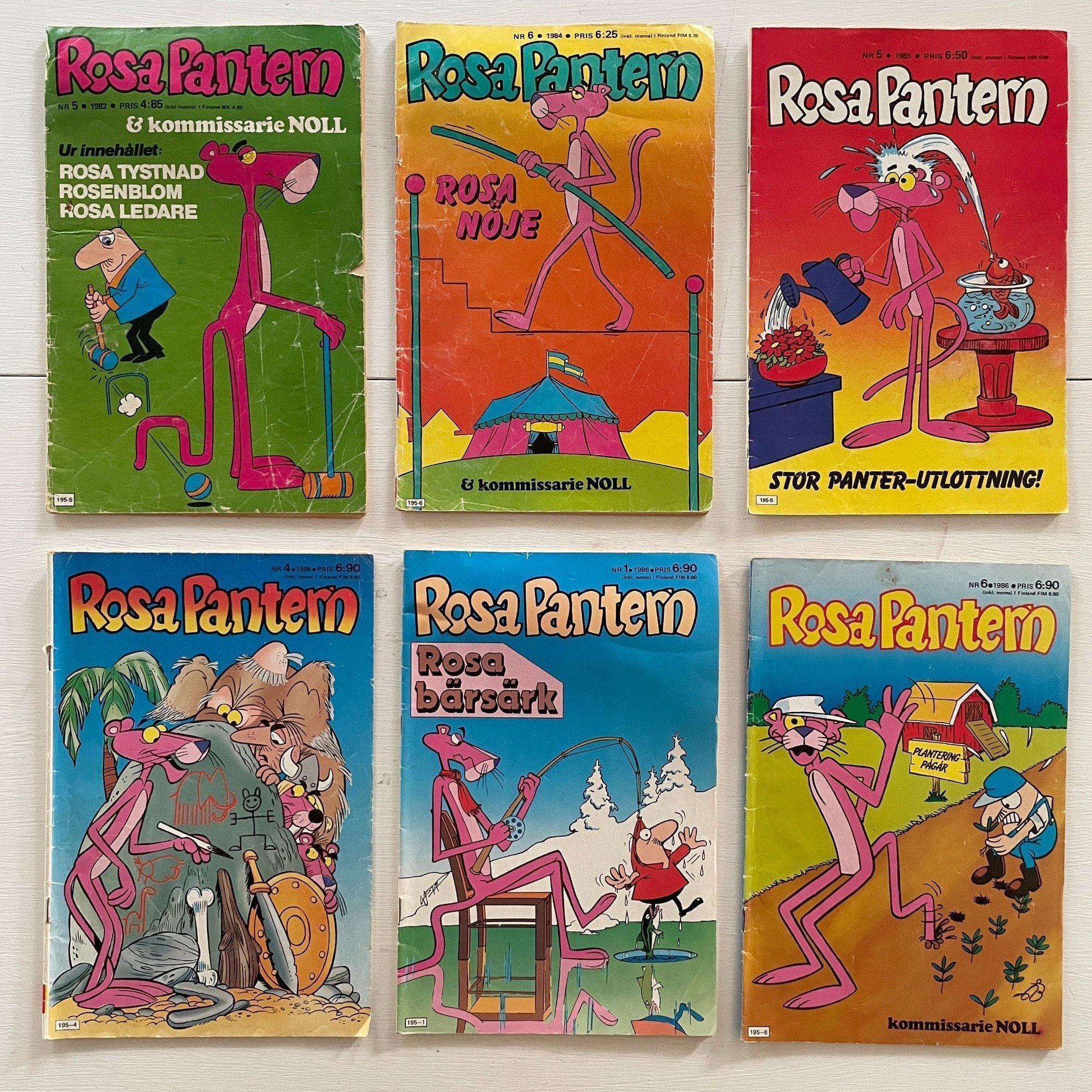 Rosa Pantern – 6 st serietidningar • 1980-tal • Kommissarie Noll • Retro paket