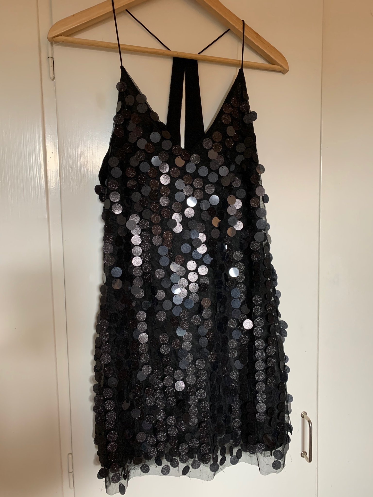 Kort paljett klänning HM fest glitter disco storlek S