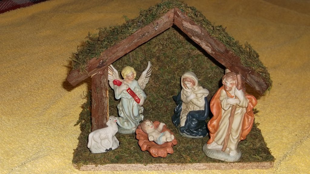 Julkrubba 7 delar grön mossa krubba Advent
