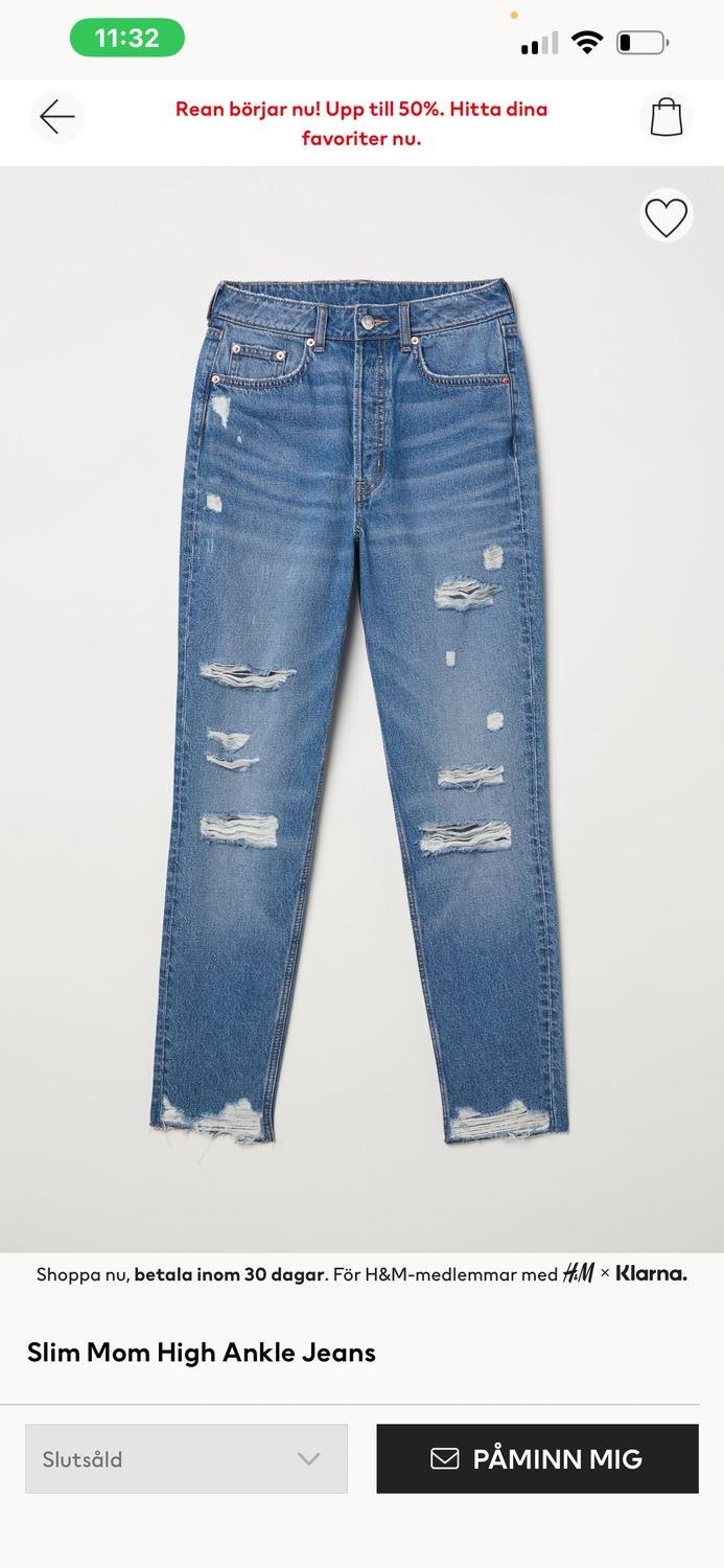 Slim mom high ankle jeans stel 36 fr n H M Divi K p p Tradera