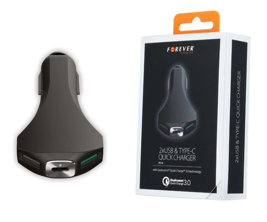 DELTACO billaddare, USB C, USB A och Quick Charge 3.0, 10,8A, silver DELTACO billaddare, USB C, USB A och Quick Charge 3.0, 10,8A, silver