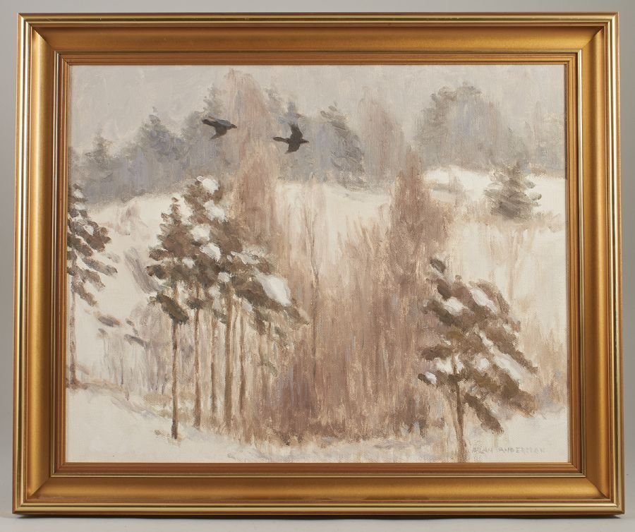 Oljemålning av Allan Andersson - Signerad - Konst - Tavla - Naturmotiv o fåglar