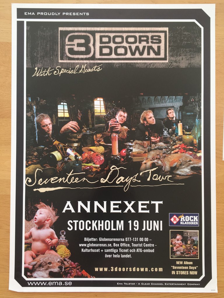 Poster 3 Doors Down Seventeen 311955712 ᐈ Recordhuntersweden