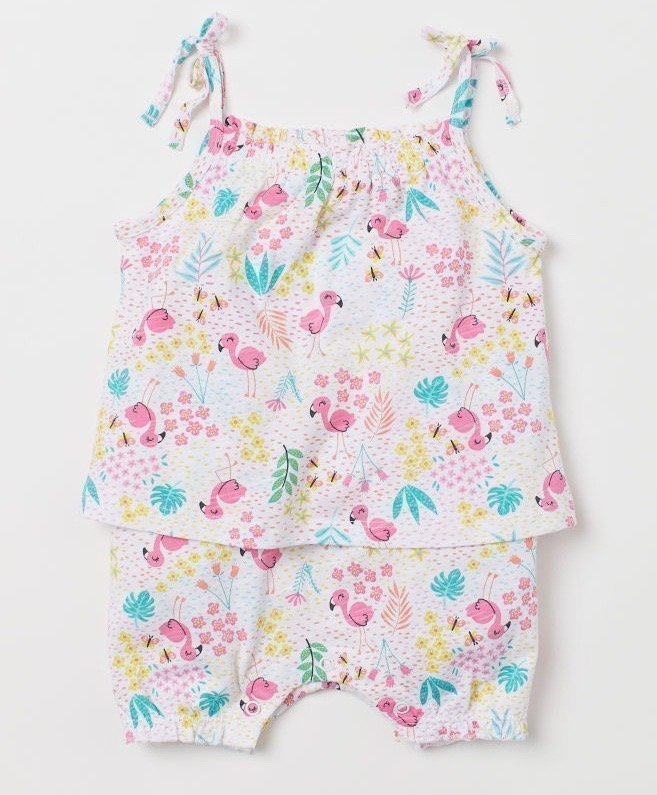 NY! HM ROMPER SHORTS H&M PLAYSUIT FLAMINGO ÄRMLÖS JUMPSUIT 98