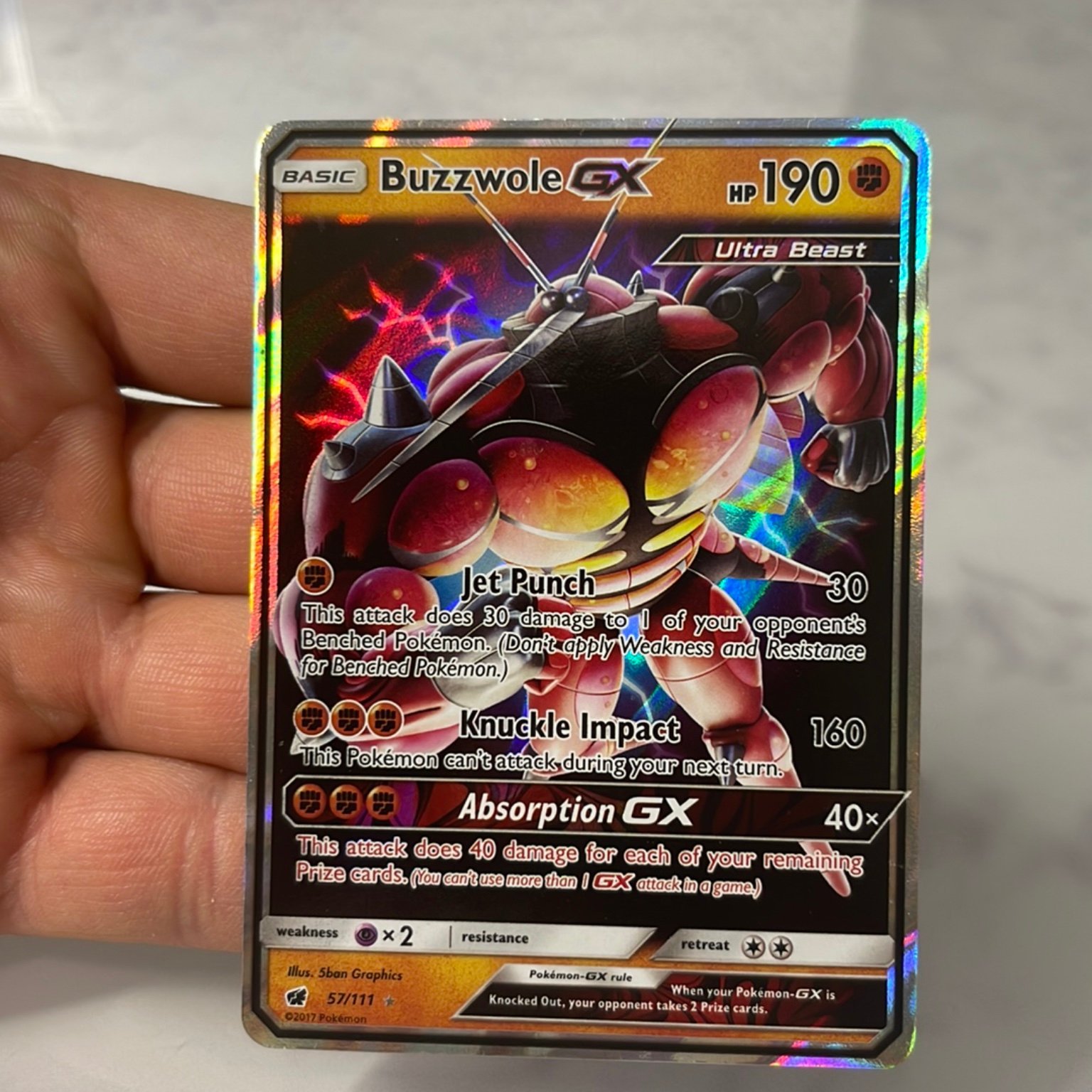  Pokemon Buzzwole-GX - 57/111 - Ultra Rare - Sun & Moon