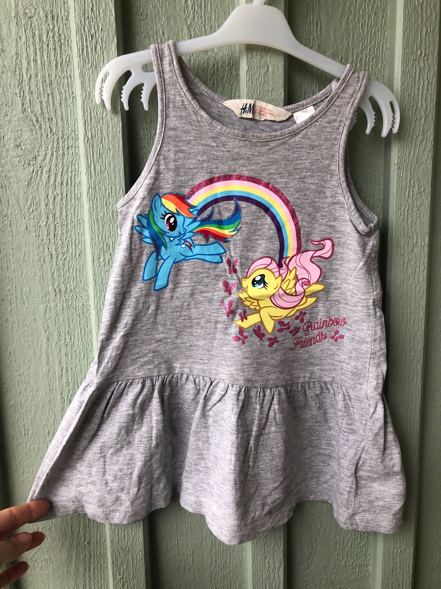 Grå MLP klänning med glitter. S 92. Rainbow Dash & Fluttershy. My little pony