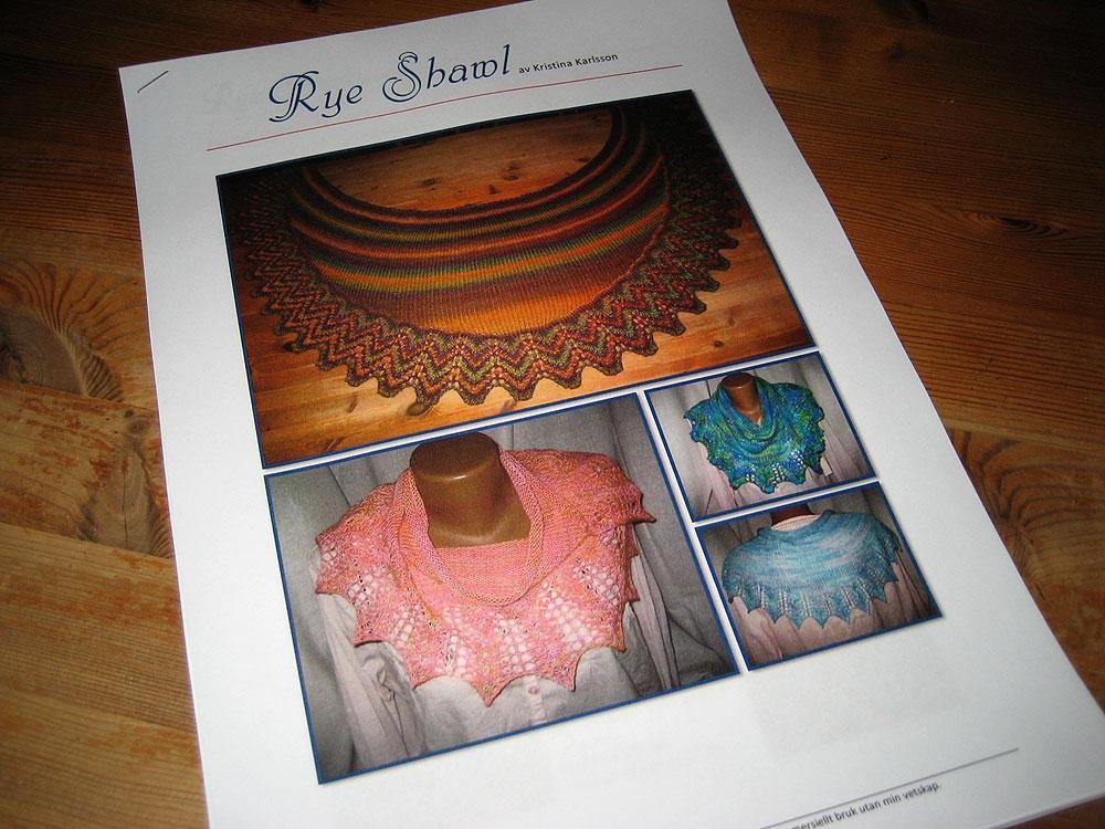 Beskrivning till stickad sjal, Rye Shawl.