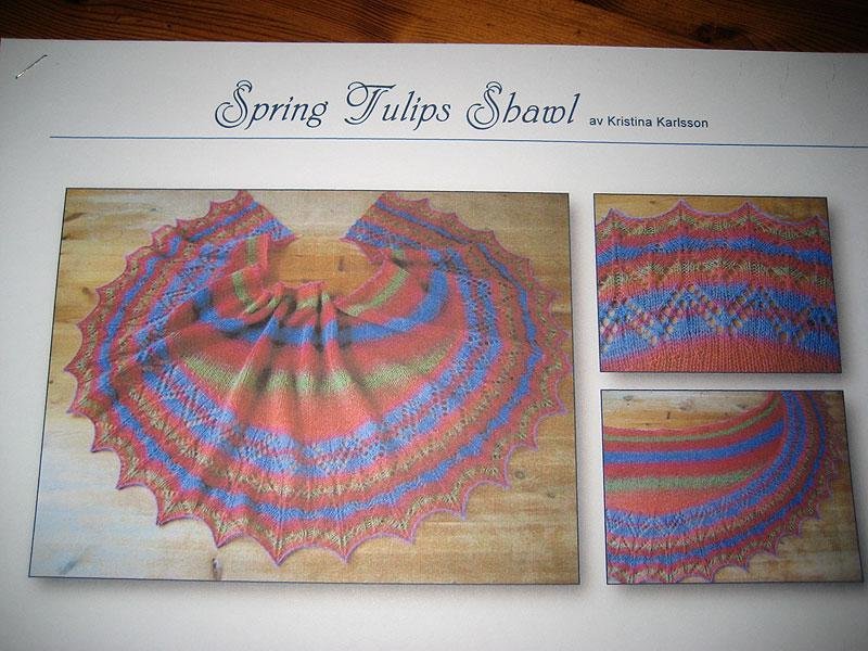 Beskrivning till stickad sjal, Spring Tulips Shawl.